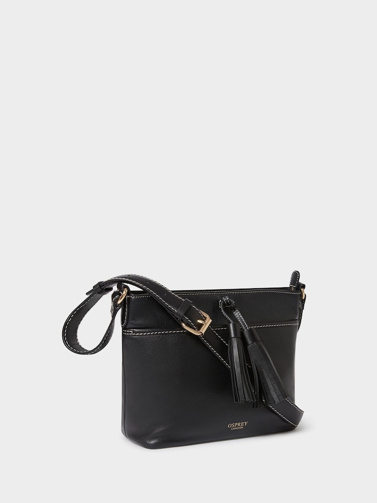 Osprey London Black The Classic Savanna Leather Crossbody Bag - Image 2 of 5