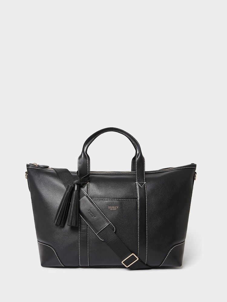 Osprey London Black The Classic Savanna Leather Weekender Bag - Image 1 of 6
