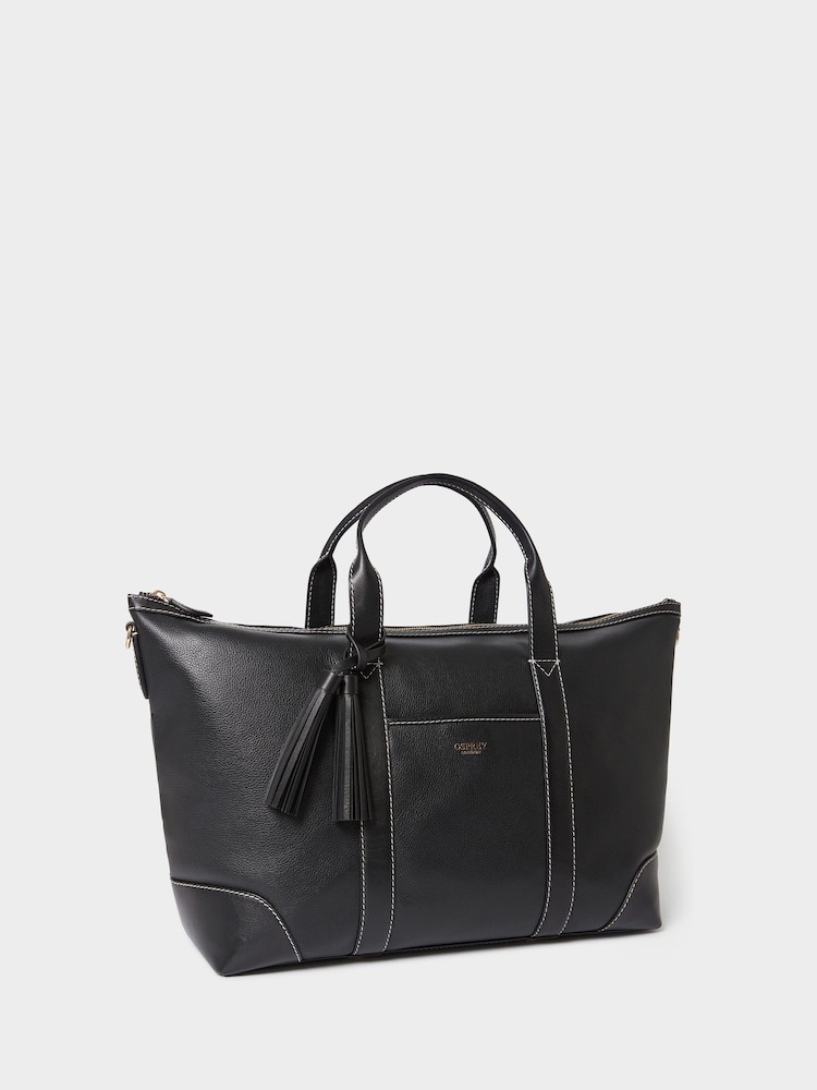 Osprey London Black The Classic Savanna Leather Weekender Bag - Image 2 of 6