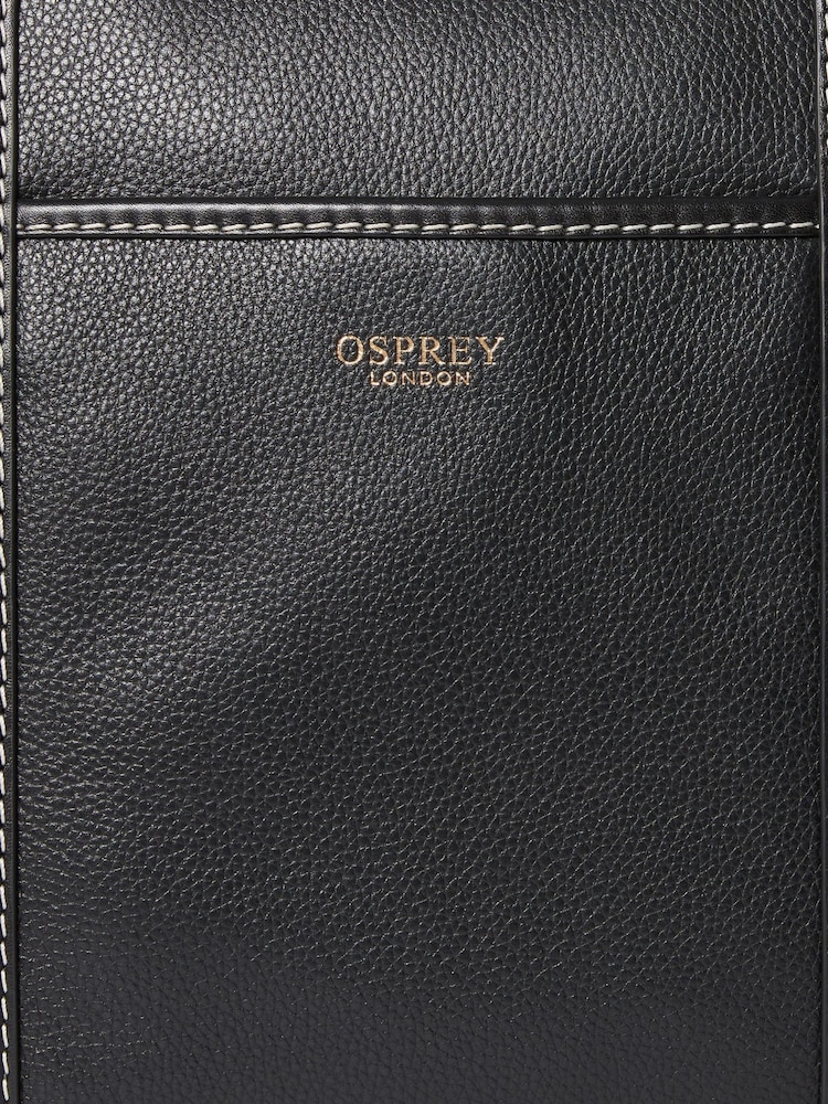 Osprey London Black The Classic Savanna Leather Weekender Bag - Image 6 of 6
