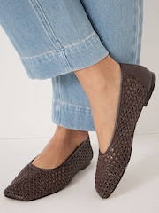 Hush Lumen Leather Weave Ballet Flats - תמונה 1 מתוך 6