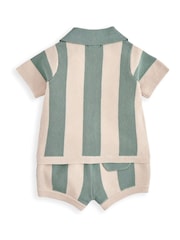 Mamas & Papas Stripe Knitted Short Sleeve Top And Shorts Set - Bild 2 von 4