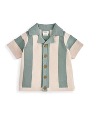 Mamas & Papas Stripe Knitted Short Sleeve Top And Shorts Set - Bild 3 von 4