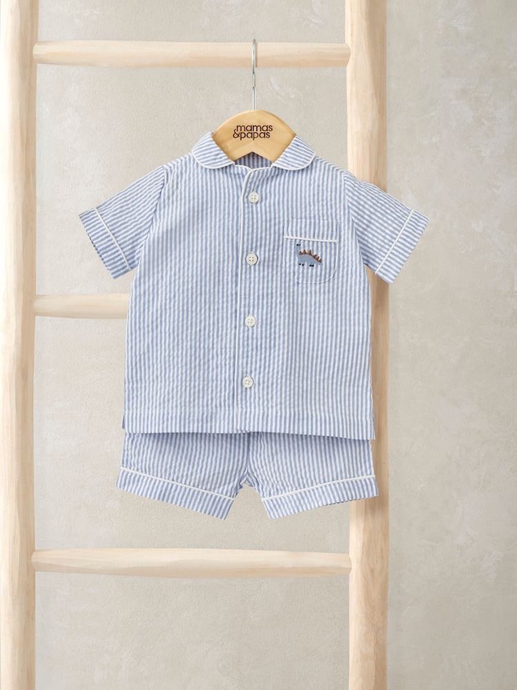 Mamas & Papas Blue Stripe Short Pyjamas - Image 1 of 3