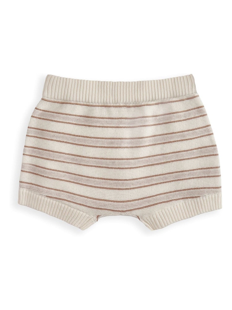 Mamas & Papas Brown Stripe Knitted Sleeveless Top And Shorts Set - Image 3 of 3