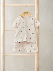 Mamas & Papas Cream Little Explorer Jersey Short Pyjamas - Image 1 of 3