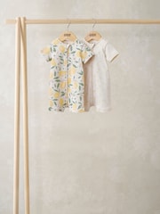Mamas & Papas Yellow Floral Embroidered Frill Rompers Suits - Image 2 of 2