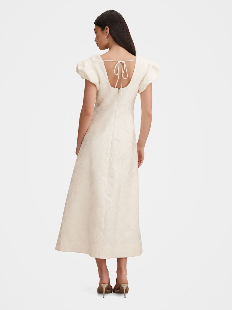 Forever New White Lily Scoop Neck Jacquard Midi Dress - Image 2 of 4