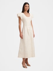 Forever New White Lily Scoop Neck Jacquard Midi Dress - Image 4 of 4
