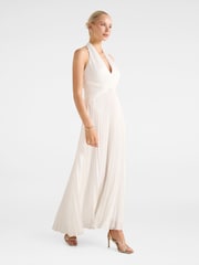 Forever New White Natasha Pleated Satin Halter Neck Maxi Dress - Image 4 of 4