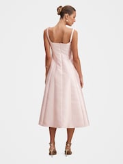 Forever New Pink Kayla Structured Satin Midi Dress - Image 2 of 4