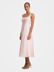 Forever New Pink Kayla Structured Satin Midi Dress - Image 4 of 4