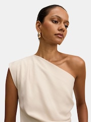 Forever New Cream Willow Petite Asymmetrical Tuck Top - Image 3 of 5