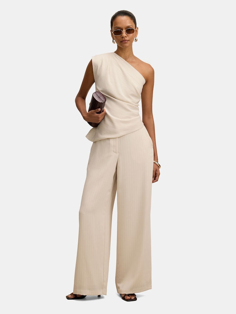 Forever New Cream Willow Petite Asymmetrical Tuck Top - Image 5 of 5