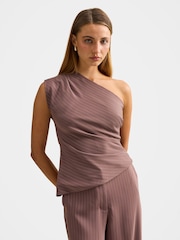 Forever New Brown Willow Asymmetrical Tuck Top - Image 1 of 5