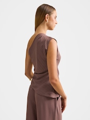 Forever New Brown Willow Asymmetrical Tuck Top - Image 2 of 5