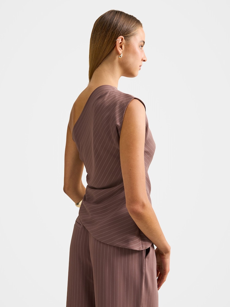 Forever New Brown Willow Asymmetrical Tuck Top - Image 2 of 5