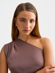 Forever New Brown Willow Asymmetrical Tuck Top - Image 3 of 5