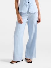 Forever New Blue Pure Linen Posey Wide Leg Trousers - Image 1 of 5
