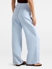 Forever New Blue Pure Linen Posey Wide Leg Trousers - Image 2 of 5