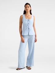 Forever New Blue Pure Linen Posey Wide Leg Trousers - Image 5 of 5