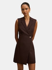 Forever New Brown Winslet Petite Wrap Blazer Mini Dress - Image 1 of 5