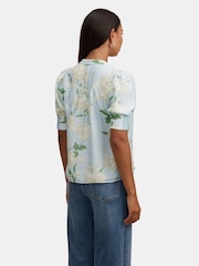 Forever New Blue Tahlia Tuck Detail Blouse Contains Linen - Image 2 of 5