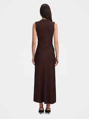 Forever New Brown Jayden Satin Mixed Midi Dress - Image 2 of 4
