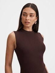 Forever New Brown Jayden Satin Mixed Midi Dress - Image 3 of 4