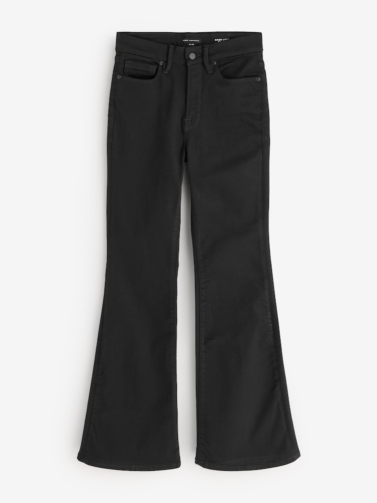Good American Black Never Fades Legs Flare Jeans - Image 1 of 1 Good American Black Never Fades Legs Flare Jeans - Image 1 of 1