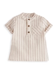 Mamas & Papas Brown Stripe Shirt with Coordinating Shorts - Image 2 of 3