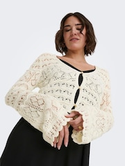 ONLY Cream Crochet Button Through Cardigan - Image 4 of 7