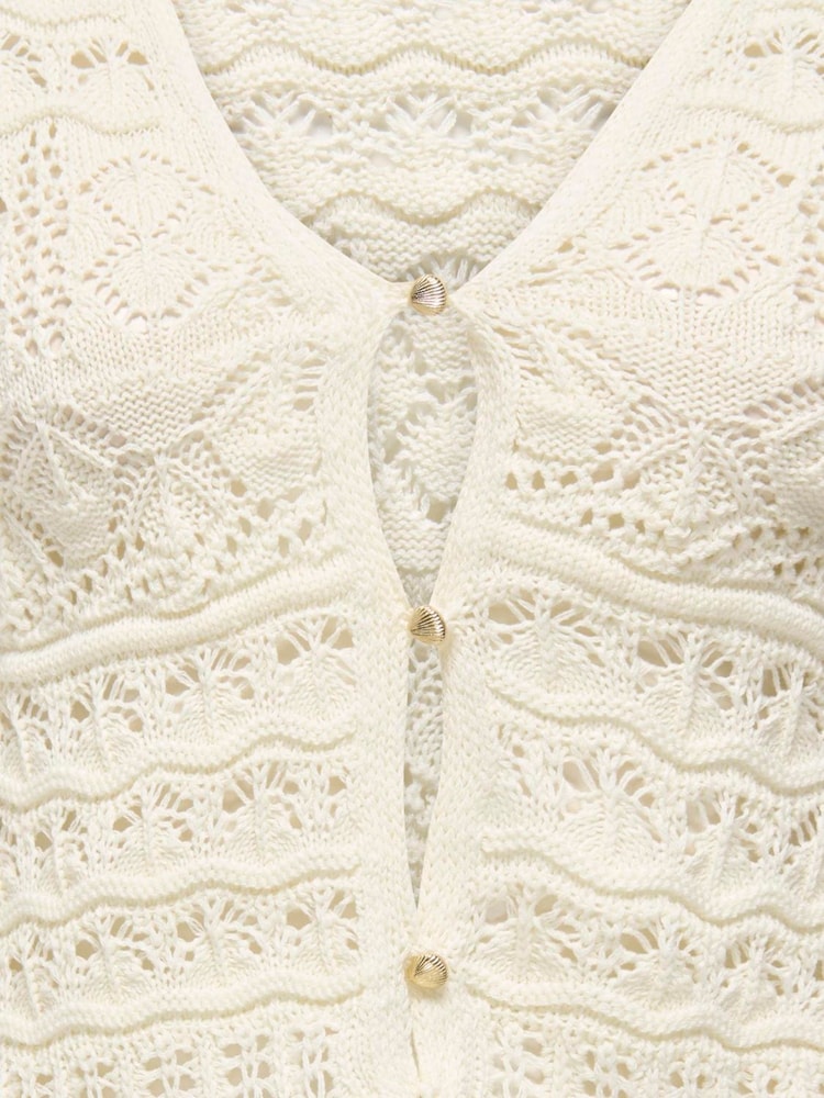 ONLY Cream Crochet Button Through Cardigan - Image 7 of 7