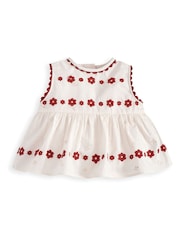 Mamas & Papas Pink Embroidered Peplum Top & Trousers Set - Image 3 of 4