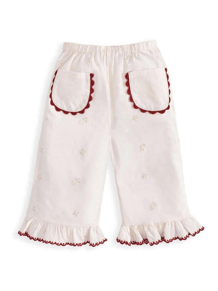 Mamas & Papas Pink Embroidered Peplum Top & Trousers Set - Image 4 of 4