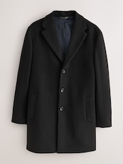 Black Muscle Fit N. Premium Epsom Overcoat with Wool - Image 10 of 14