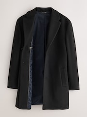 Black Muscle Fit N. Premium Epsom Overcoat with Wool - Image 11 of 14