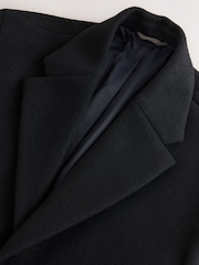 Black Muscle Fit N. Premium Epsom Overcoat with Wool - Image 12 of 14