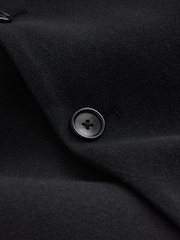Black Muscle Fit N. Premium Epsom Overcoat with Wool - Image 14 of 14