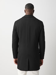 Black Muscle Fit N. Premium Epsom Overcoat with Wool - Image 5 of 14