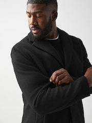 Black Muscle Fit N. Premium Epsom Overcoat with Wool - Image 6 of 14