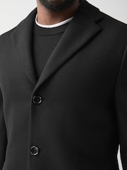 Black Muscle Fit N. Premium Epsom Overcoat with Wool - Image 7 of 14
