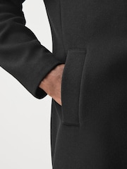 Black Muscle Fit N. Premium Epsom Overcoat with Wool - Image 8 of 14