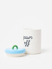 Oliver Bonas Blue & Green Speckled Paws Off Ceramic Pet Jar - Image 2 of 6
