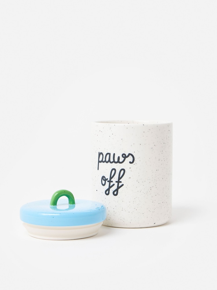 Oliver Bonas Blue & Green Speckled Paws Off Ceramic Pet Jar - Image 2 of 6