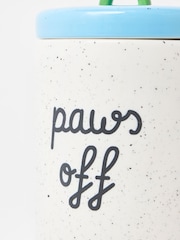 Oliver Bonas Blue & Green Speckled Paws Off Ceramic Pet Jar - Image 3 of 6