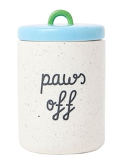 Oliver Bonas Blue & Green Speckled Paws Off Ceramic Pet Jar - Image 5 of 6