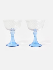 Oliver Bonas Set of 2 Blue Nova Champagne Saucers - Image 1 of 5