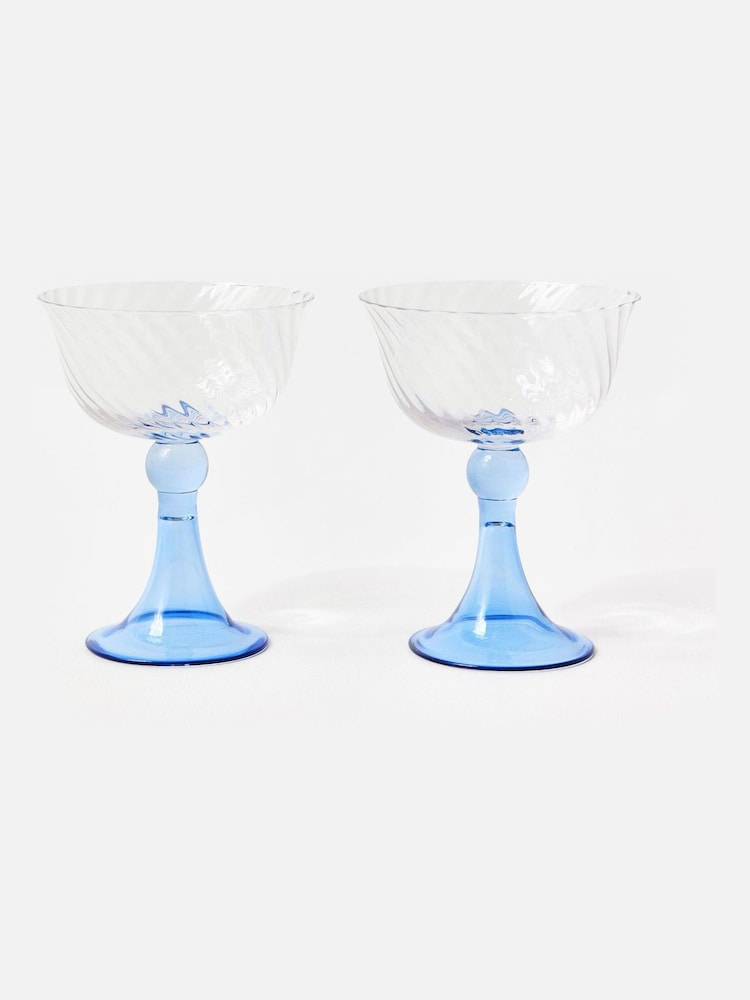 Oliver Bonas Set of 2 Blue Nova Champagne Saucers - Image 1 of 5
