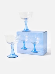 Oliver Bonas Set of 2 Blue Nova Champagne Saucers - Image 2 of 5